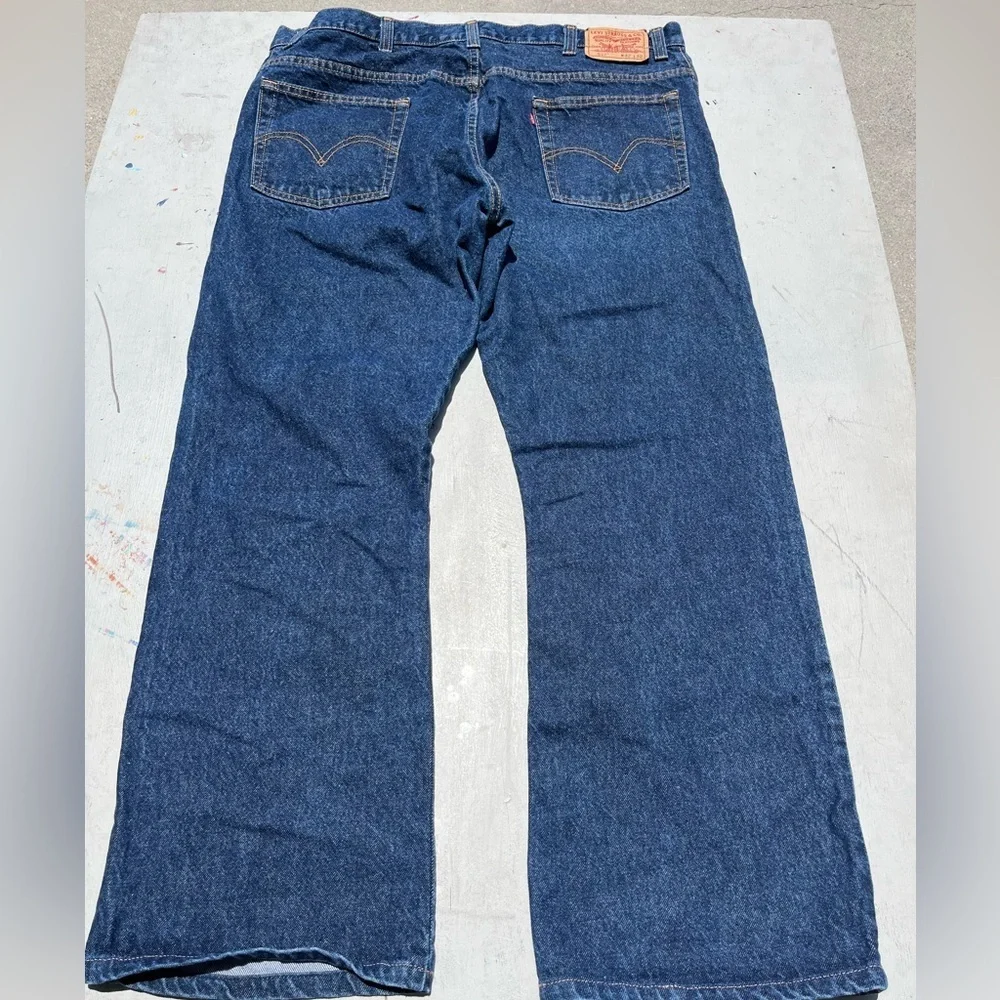 Men’s Levi's 517 Jeans Blue Denim Solid 42x32 Relaxed Bootcut Wide Y2K Oversized